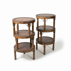 Antique Hand-Carved Wooden Coffee Table, Brown Finish