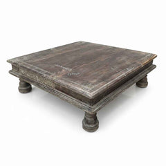 Antique Hand-Carved Wooden old Bajot Chowki, Style III