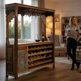 KB ART Wooden Antique Bar Console Table with Wine Storage – Handcrafted Boho Jodhpur Home Decor