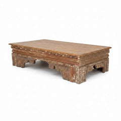 KB ART KB ART Traditional Carved Wooden Low Coffee Table – Handcrafted Premium Solid Wood Jodhpur Rajasthani Decor – Handcrafted Boho Jodhpur Home Decor
