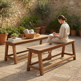 KB ART Rustic Farmhouse Wooden Dining Benches (Set of 2) – Handcrafted Rustic Jodhpur Home Decor