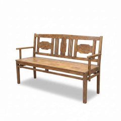 KB ART Handcrafted Solid Wooden Bench with Armrests – Handcrafted Rajasthani Wooden Bench for Home Decor Styling