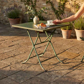 KB ART KB ART Vintage Green Metal Folding Bistro Table – Handcrafted Premium Solid Wood Jodhpur Rajasthani Decor – Handcrafted Boho Jodhpur Home Decor