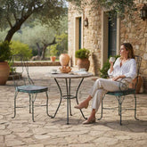 KB ART KB ART Vintage Wrought Iron Patio Dining Chairs (Set) – Handcrafted Wood & Wrought Iron Jodhpur Rajasthani Decor – Handcrafted Boho Jodhpur Home Decor