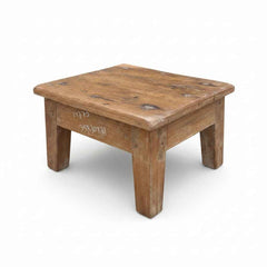 KB ART KB ART Rustic Solid Wood Low Chowki Pedestal Stool – Handcrafted Premium Solid Wood Jodhpur Rajasthani Decor – Handcrafted Boho Jodhpur Home Decor