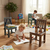 KB ART KB ART Hand-Painted Wooden Kids Chairs (Set) – Handcrafted Premium Solid Wood Jodhpur Rajasthani Decor – Handcrafted Boho Jodhpur Home Decor