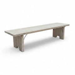 KB ART KB ART Bleached Oak-Tone Minimalist Dining Bench – Handcrafted Premium Solid Wood Jodhpur Rajasthani Decor – Handcrafted Boho Jodhpur Home Decor