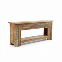 KB ART KB ART Hand Carved Solid Wood Narrow Hallway Console – Handcrafted Premium Solid Wood Jodhpur Rajasthani Decor – Handcrafted Boho Jodhpur Home Decor