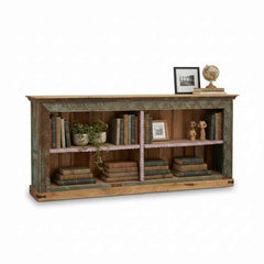 KB ART KB ART Rustic Carved Frame Wooden Low Bookshelf – Handcrafted Premium Solid Wood Jodhpur Rajasthani Decor – Handcrafted Boho Jodhpur Home Decor