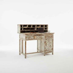 KB ART KB ART Distressed Rustic Writing Desk Cubby Hutch – Handcrafted Premium Solid Wood Jodhpur Rajasthani Decor – Handcrafted Boho Jodhpur Home Decor