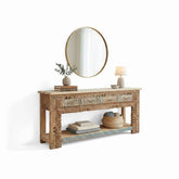 KB ART KB ART Ornate Carved Entryway Console Table Shelf – Handcrafted Premium Solid Wood Jodhpur Rajasthani Decor – Handcrafted Boho Jodhpur Home Decor