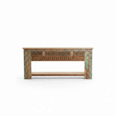 KB ART KB ART Ornate Carved Reclaimed Console Table Drawer – Handcrafted Reclaimed Solid Wood Jodhpur Rajasthani Decor – Handcrafted Boho Jodhpur Home Decor