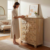 KB ART Bleached Wood 8 Drawer Chest of Drawers – Handcrafted Rajasthani Jodhpur Home Decor