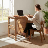 KB ART KB ART Minimalist Solid Wood Study Desk Chair Set – Handcrafted Premium Solid Wood Jodhpur Rajasthani Decor – Handcrafted Boho Jodhpur Home Decor