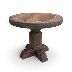 KB ART KB ART Heavy Turned Pillar Wooden End Table – Handcrafted Premium Solid Wood Jodhpur Rajasthani Decor – Handcrafted Boho Jodhpur Home Decor