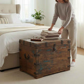KB ART KB ART Reclaimed Wood Iron-Strapped Storage Chest – Handcrafted Reclaimed Solid Wood Jodhpur Rajasthani Decor – Handcrafted Boho Jodhpur Home Decor