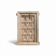 KB ART Antique Brass-Studded Teak Haveli Door – Handcrafted Haveli Antique Door for Home Decor Styling