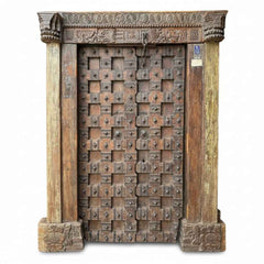 KB ART Heavy Iron-Clad Spiked Antique Fortress Gate – Handcrafted Rajasthani Antique Gate for Home Decor Styling