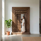 KB ART Hand-Carved Royal Teak Entrance Door Frame – Handcrafted Royal Antique Door Frame for Home Decor Styling