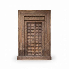 KB ART Hand-Carved Royal Teak Entrance Door Frame – Handcrafted Royal Antique Door Frame for Home Decor Styling