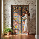 KB ART Hand-Painted Floral Mandala Wooden Door – Handcrafted Rajasthani Antique Door for Home Decor Styling
