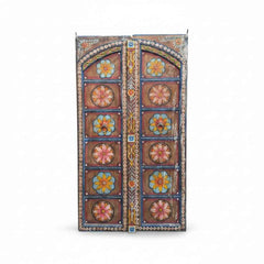 KB ART Hand-Painted Floral Mandala Wooden Door – Handcrafted Rajasthani Antique Door for Home Decor Styling