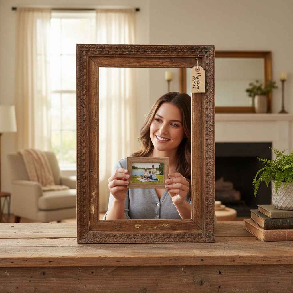 KB ART Natural Teak Rustic Carved Teak Wood Wall Mirror – Handcrafted Rustic Jodhpur Home Decor