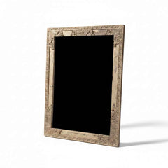 KB ART Whitewashed Ornate Carved Solid Wood Wall Mirror – Handcrafted Rajasthani Jodhpur Home Decor