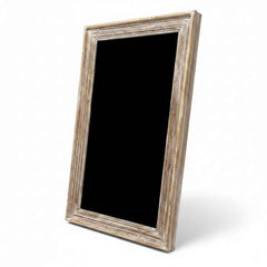 KB ART Bleached White Rustic Molded Solid Wood Wall Mirror – Handcrafted Rustic Jodhpur Home Decor