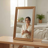 KB ART Natural Wood Classic Molded Solid Wood Floor Mirror – Handcrafted Rajasthani Jodhpur Home Decor