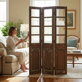 KB ART Rustic French-Door Room Divider Screen – Handcrafted Rustic Antique Room Divider for Home Decor Styling