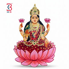 KB ART Mdf Cutouts Laxmi Ji Pichwai - Styled Display in Home Interior Setting - Handcrafted Wooden Decor Jodhpur