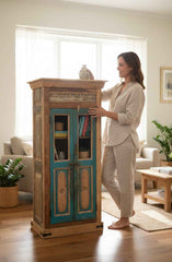 Authentic Solid Wood Antique Indian Lattice Work Wardrobe from India - Traditionally Hand-Finished, No Two Pieces Alike, Sustainable Antique Furniture