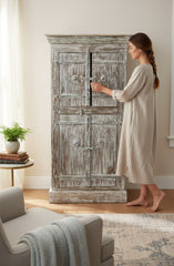 Bohemian Style Wardrobe - genuine handcrafted solid wood india antique furniture, KBART SKU KBART-1019, front view