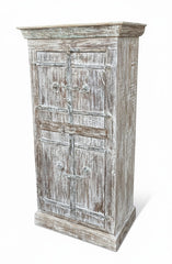 Bohemian Style Wardrobe - close-up detail of hand-carved solid wood finish and joinery, KBART SKU KBART-1019