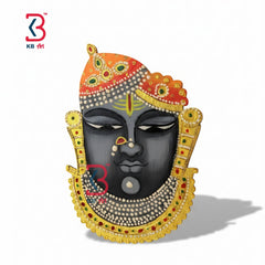 KB ART Shrinathji Face Pichwai Mdf Cutout - Side Angle Showing Finish and Craftsmanship - Handcrafted Wooden Decor Jodhpur