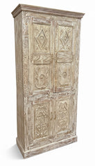 Scraped Finish Wardrobe - close-up detail of hand-carved solid wood finish and joinery, KBART SKU KBART-1078