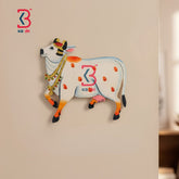 KB ART Mdf Cutouts Cow Pichwai - Front View of Handcrafted Detailing - Handcrafted Wooden Decor Jodhpur
