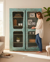 Boutique Furniture Wood Cabinet - genuine handcrafted solid wood india antique furniture, KBART SKU KBART-1021, front view