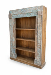 Intricate Indian Carving Almirah - close-up detail of hand-carved solid wood finish and joinery, KBART SKU KBART-1057