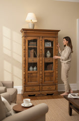 Reclaimed Wood Jharokha Style Cabinet - genuine handcrafted reclaimed wood india antique furniture, KBART SKU KBART-1073, front view