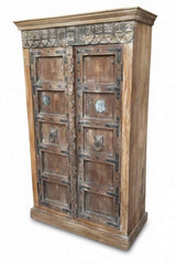India Heritage Reclaimed Wood Jharokha Cabinet | Genuine Reclaimed Wood Construction, Hand-Carved and Restored, One-of-a-Kind Vintage Statement Piece