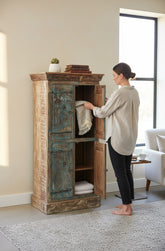 Antique Wood Specimen Cabinet - genuine handcrafted solid wood india antique furniture, KBART SKU KBART-1011, front view