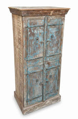 Authentic Solid Wood Antique Wood Specimen Cabinet from India - Traditionally Hand-Finished, No Two Pieces Alike, Sustainable Antique Furniture
