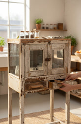 Aged Patina Reclaimed Wood Almirah - genuine handcrafted reclaimed wood india antique furniture, KBART SKU KBART-1002, front view