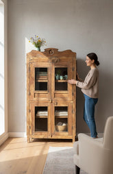 Antique Indian Haveli Style Cabinet - genuine handcrafted solid wood india antique furniture, KBART SKU KBART-1004, front view