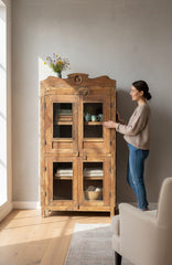 Antique Indian Haveli Style Cabinet - genuine handcrafted solid wood india antique furniture, KBART SKU KBART-1004, front view