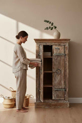 Rare Boutique Hotel Furniture Cabinet Crafted from Solid Wood - One-of-a-Kind India Antique, Hand-Joined and Hand-Finished by Local Artisans