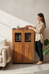 Lattice Work Antique Armoire - genuine handcrafted solid wood india antique furniture, KBART SKU KBART-1059, front view