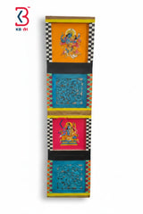 KB ART Krishna Mural Small Wall Decor Gate - Front View of Handcrafted Detailing - Handcrafted Wooden Decor Jodhpur